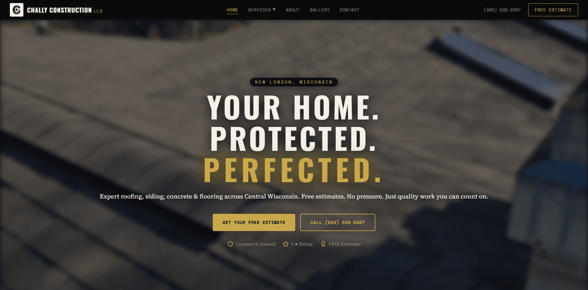 Chally roofing and siding website design preview