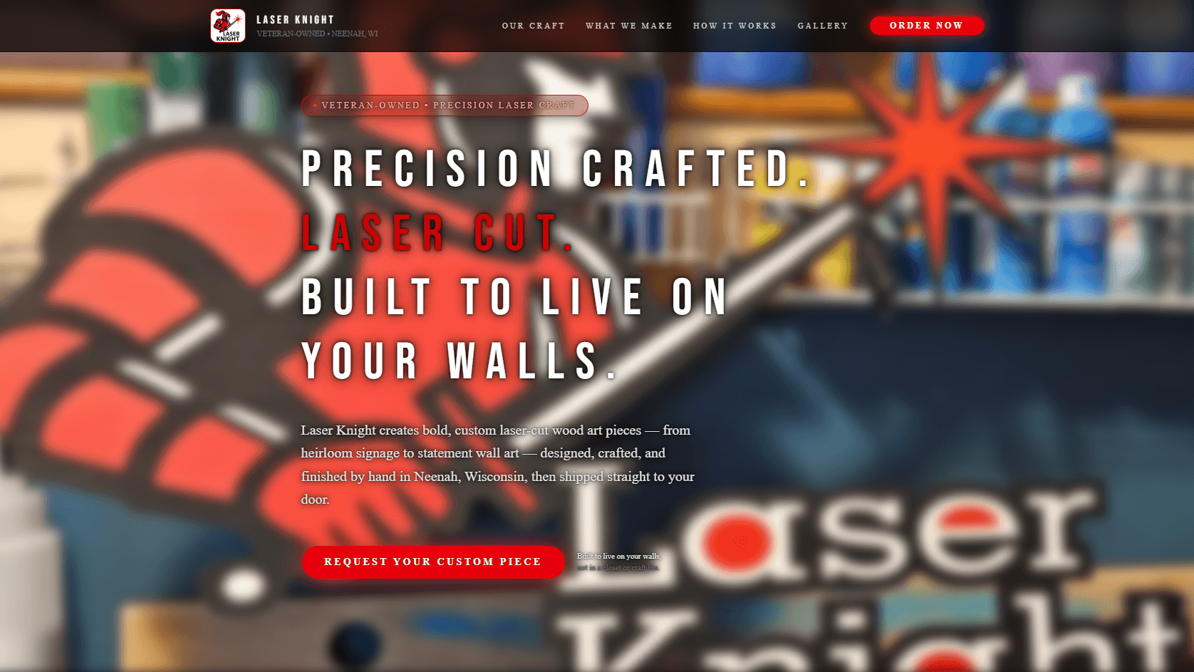 Laser Knight custom laser art website design preview