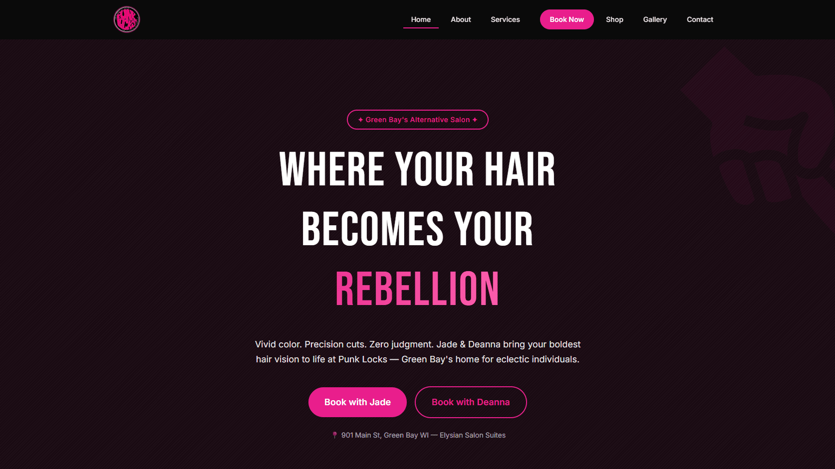 Punk Locks hair salon website design preview